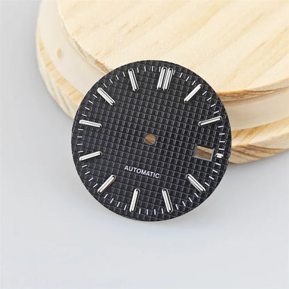 31mm Watch Dial Green Luminous Retro Silver Bar Studs Watch Faces for NH35/NH36