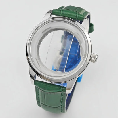 40mm Watch Case & Leather Watch Strap Set Stainless Steel Cocktail Case for NH35
