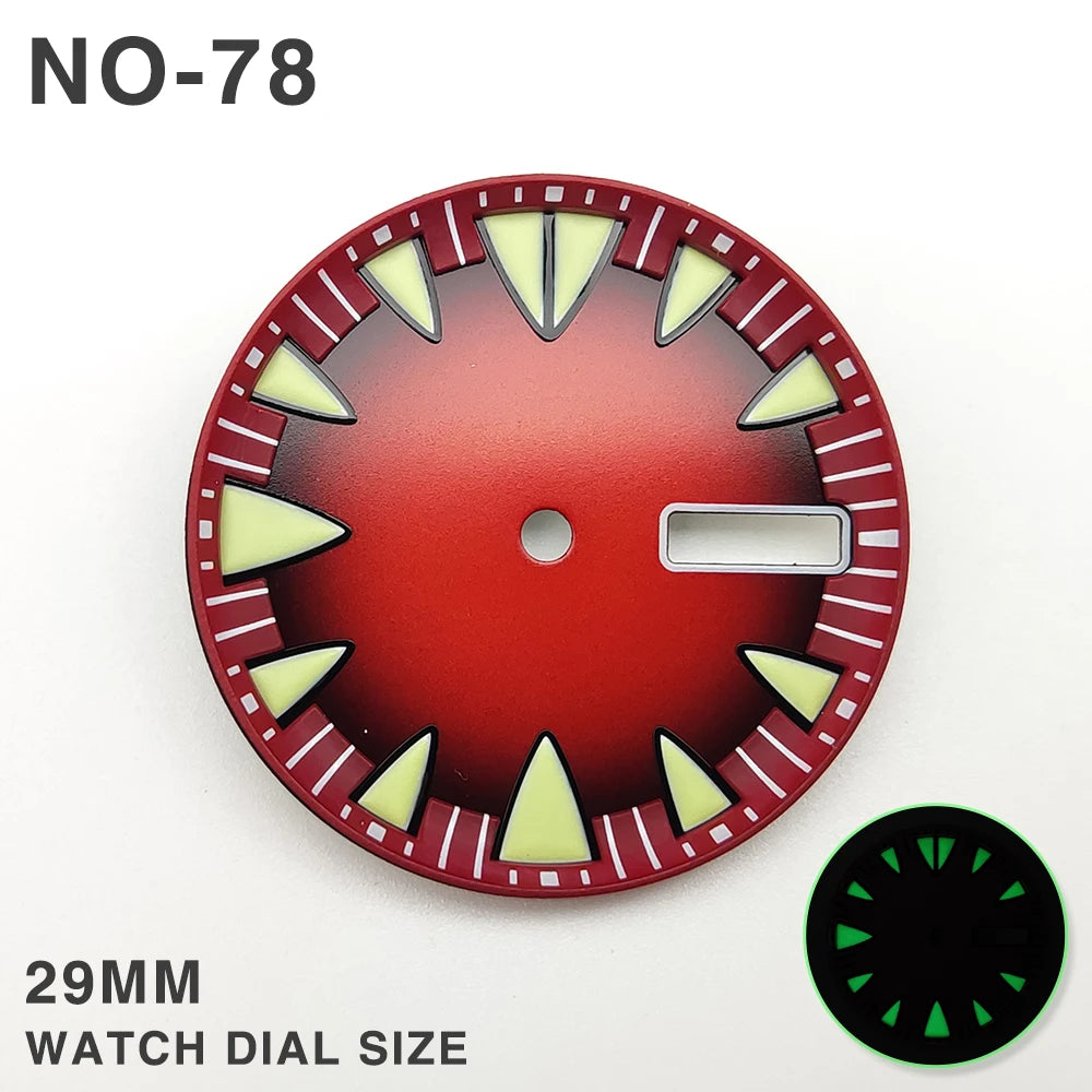 29MM Watch Dial Green Luminous with Dual Calendar Date Surface for NH36/4R