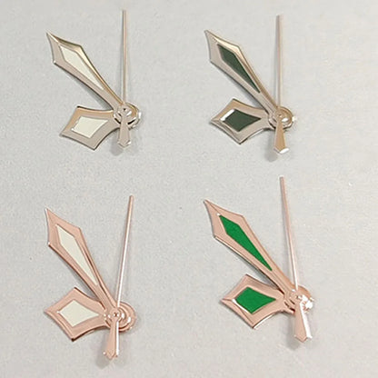 Watch Hands for NH35/NH36/4R/7S Modified Silver/Rose Sword Shape Green Luminous