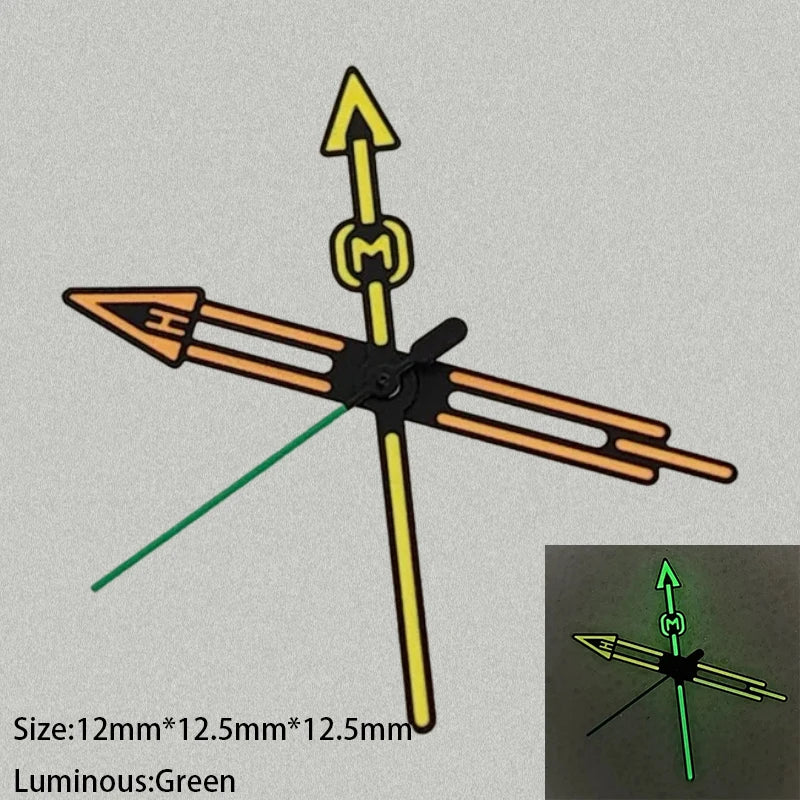 Modified Green Luminous Orange-Yellow Watch Hands for NH35/NH36/4R/7S Movement