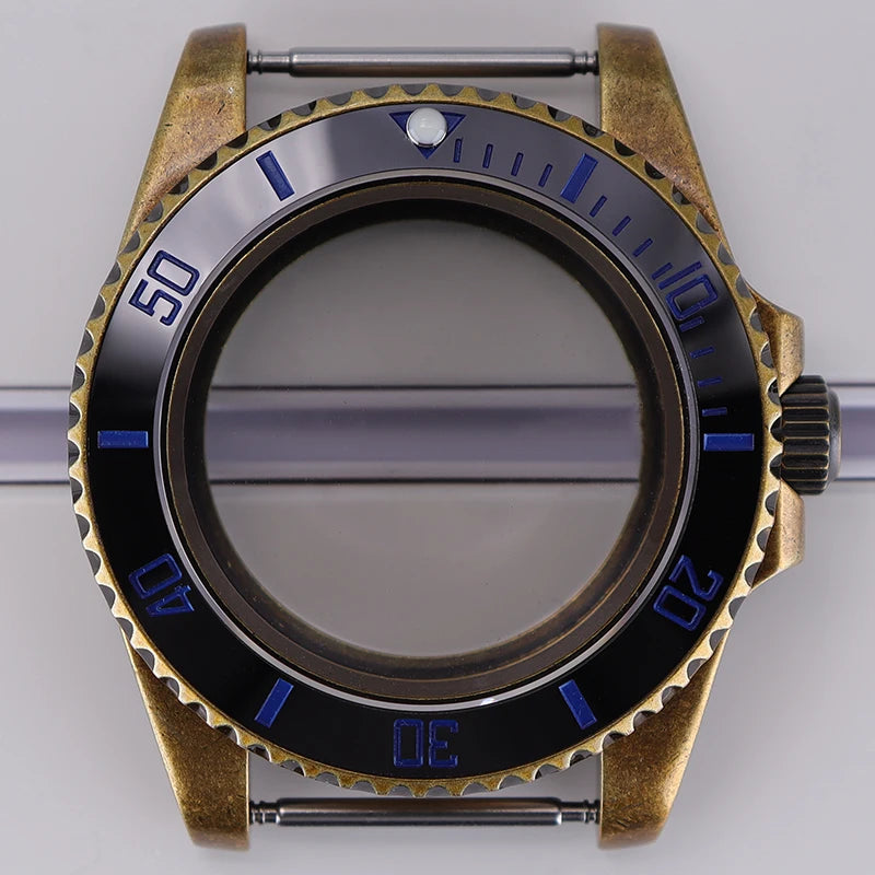 Bronze 40mm Watch Case Ceramic Bezel For SUB NH35/36/34/38/70 Sapphire Glass