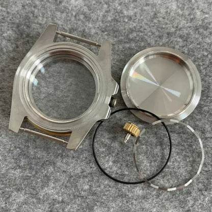 40mm Steel Gold Edge Watch Case Sapphire Date Magnifying Glass for NH35/NH36