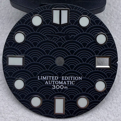 28.5mm S Logo Sea Wave Fish Scale Pattern Watch Dial Fit NH35/NH36/7S/4R