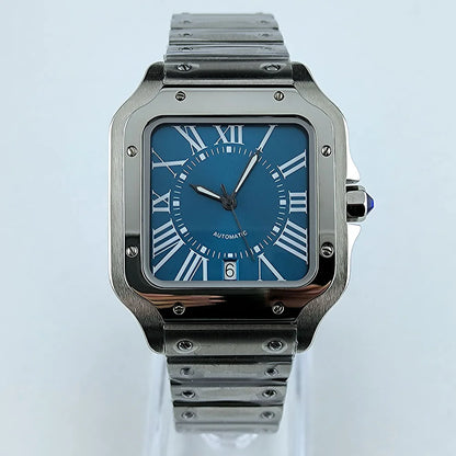 Square Roma Dial Watch Case Folding Buckle Square Case fit NH35 Movement