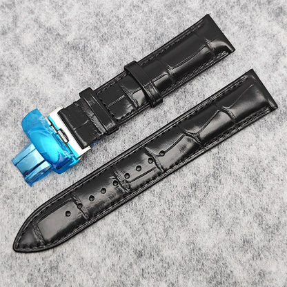 39MM Bubble Watch Case Butterfly Double Buckle Leather Strap for NH35/NH36/4R/7S