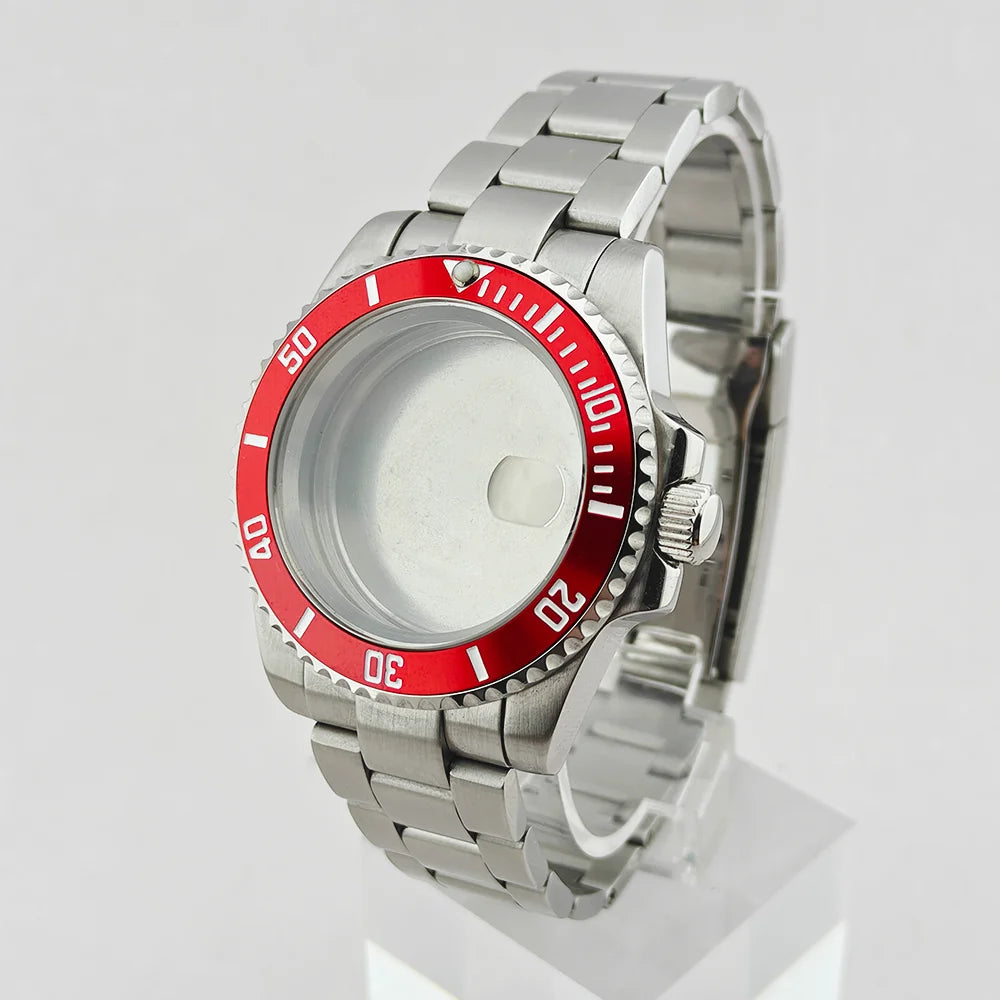 40.5mm SUB Sapphire Crystal Steel Watch Case One-Way Selection Bezel For NH35/36