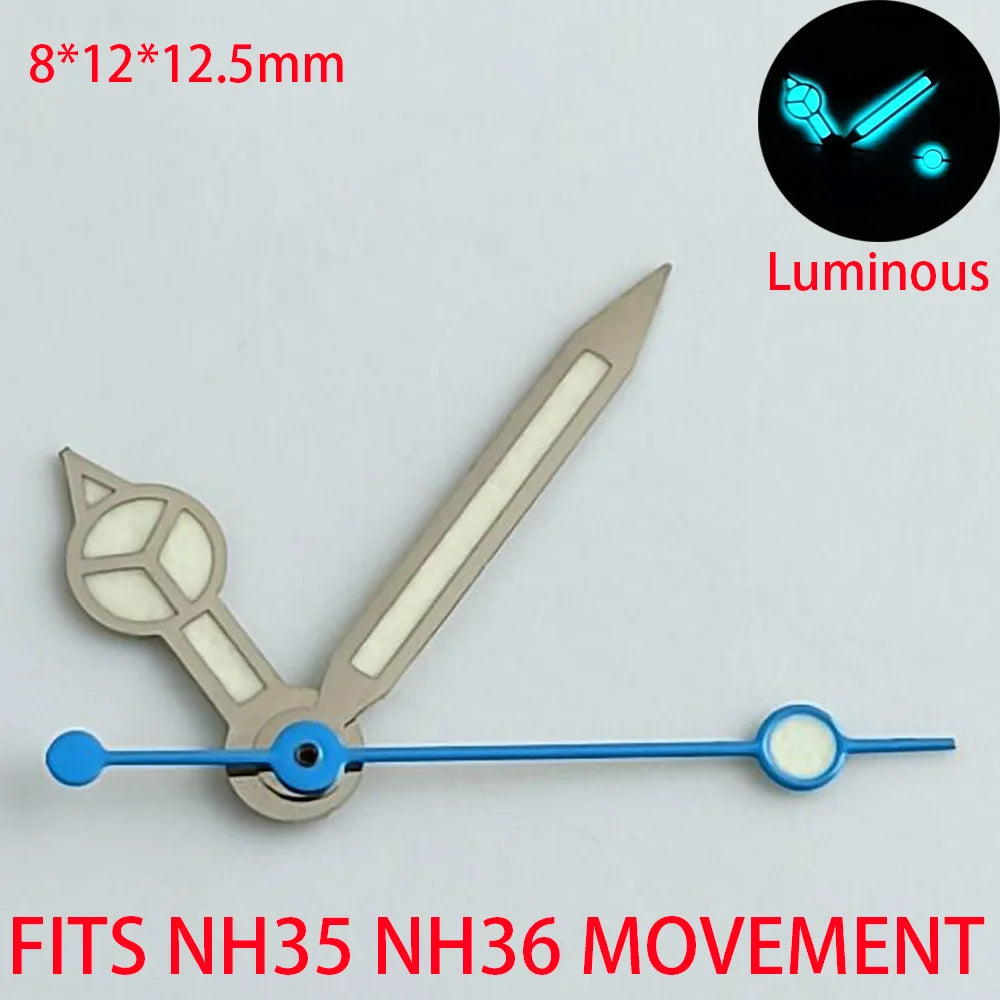 Watch Hands Blue Green Luminous Hands Fit NH 35 NH36 ETA 2836 2824 Miyota 8205 8215 Movement