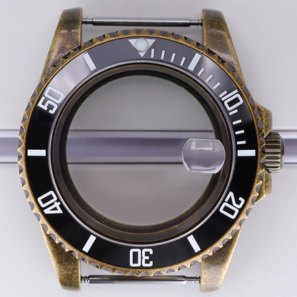40mm Bronze SUB Watch Case Bezel For NH35/36 GMT NH34/38 4R36 Sapphire Crystal