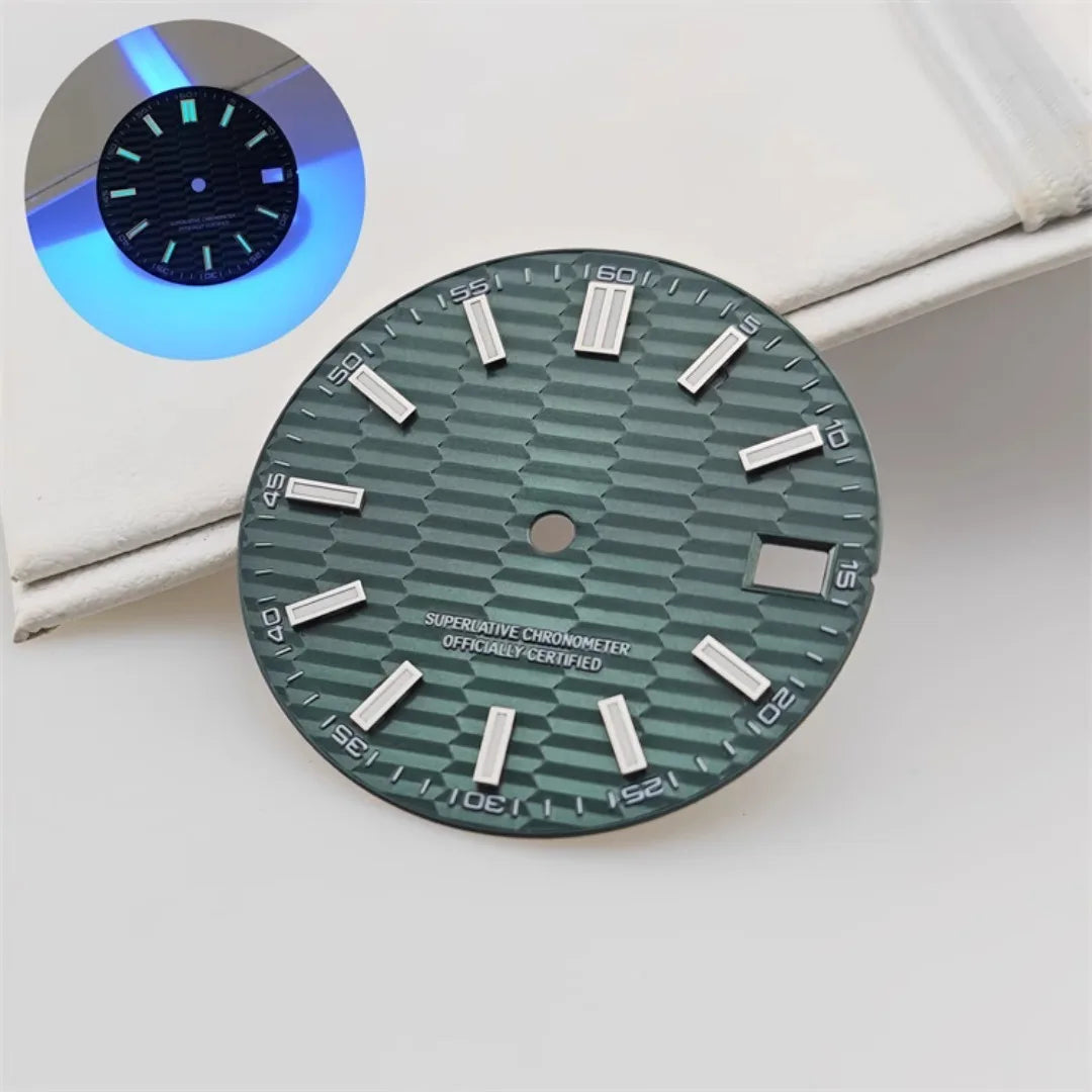 28.5mm Watch Dial Metallic Texture Surface Log BGW9 Luminous for NH35 Movement