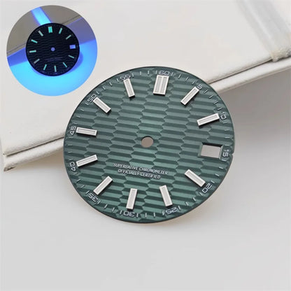 28.5mm Watch Dial Metallic Texture Surface Log BGW9 Luminous for NH35 Movement