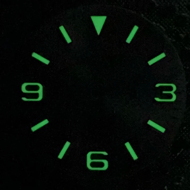 28.5mm S Logo Sunburst Ex plorer Watch Dial Green Luminous Fit NH35/NH36/7S/4R