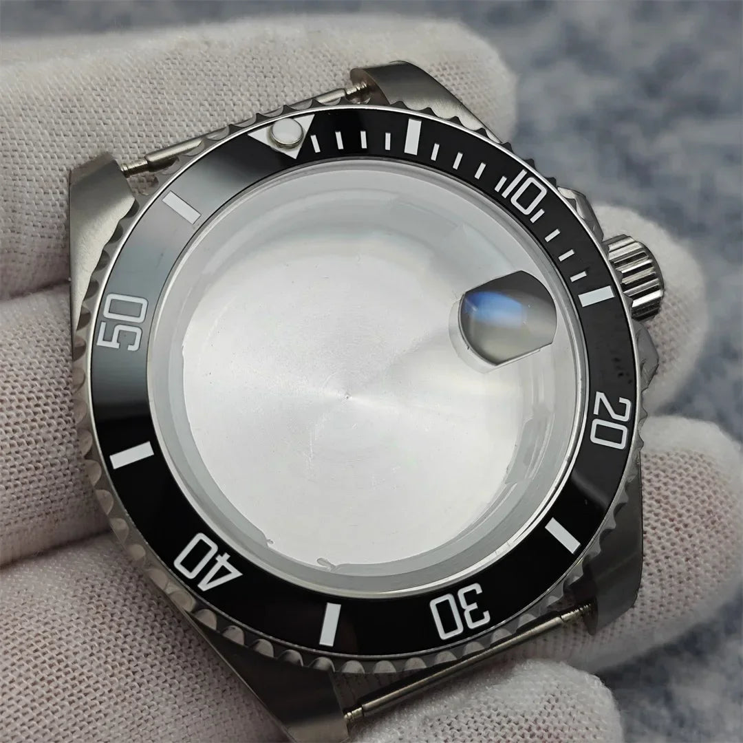 40mm SUB GMT Steel Watch Case for 2813/8215/2836/3804/8200 with Sapphire Glass