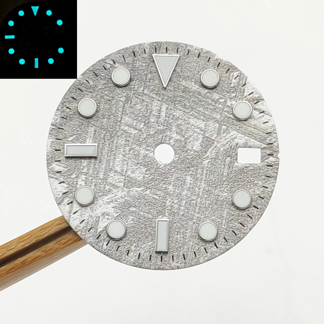28.5mm Meteorite with Blue Luminous Compatible with NH35 4R35 NH36 Movement
