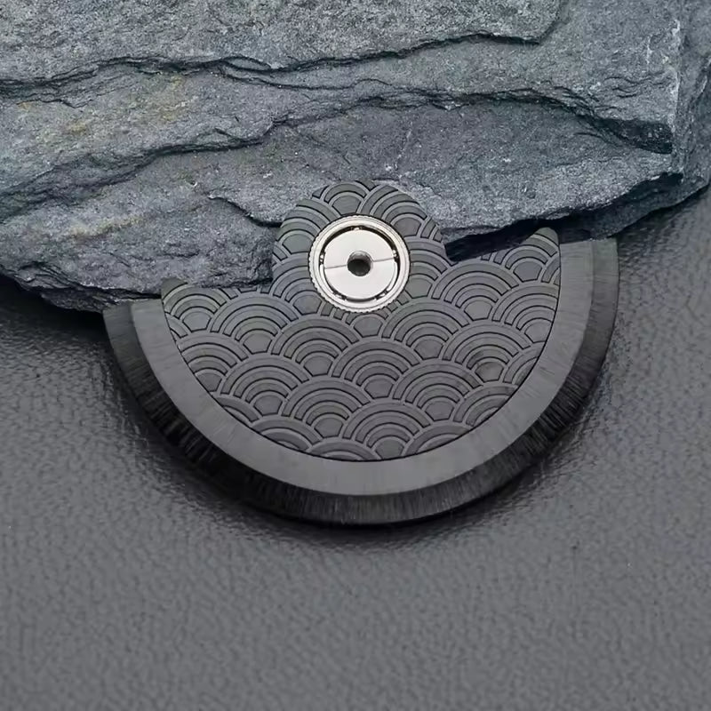 Black metal waved carved oscillating weight rotor for NH34 NH35 NH36 NH38 NH72 watch movements, precision fit.