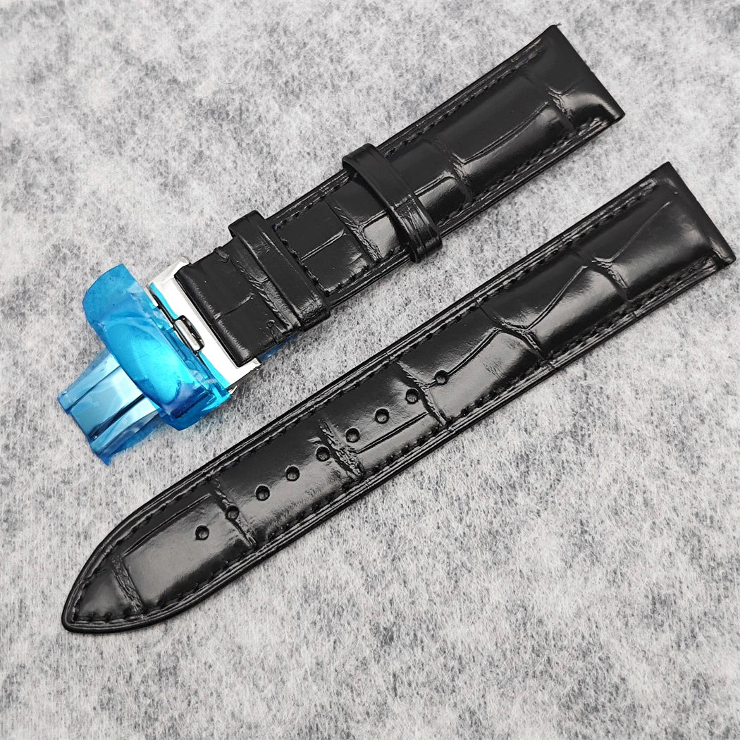 39MM Bubble Watch Case Butterfly Double Buckle Leather Strap for NH35/NH36/4R/7S