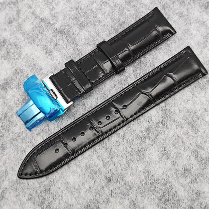 39MM Bubble Watch Case Butterfly Double Buckle Leather Strap for NH35/NH36/4R/7S