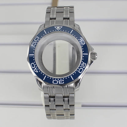 41mm Silver Watch Case 316L for Seamaster 300 NH35 NH36 NH38 NH34 Sapphire Glass