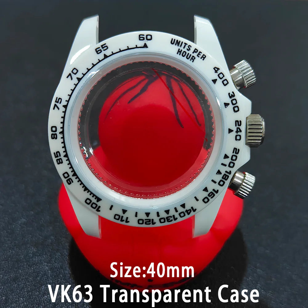 40mm Acrylic Transparent Case Suitable For VK63 Watchs Case 20mm Strap Modified