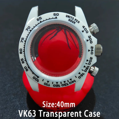 40mm Acrylic Transparent Case Suitable For VK63 Watchs Case 20mm Strap Modified