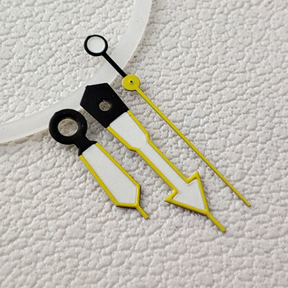 9x13x13mm Arrow Shape Yellow Trim Green Lume Watch Hands Fit for NH35 NH36 Movement