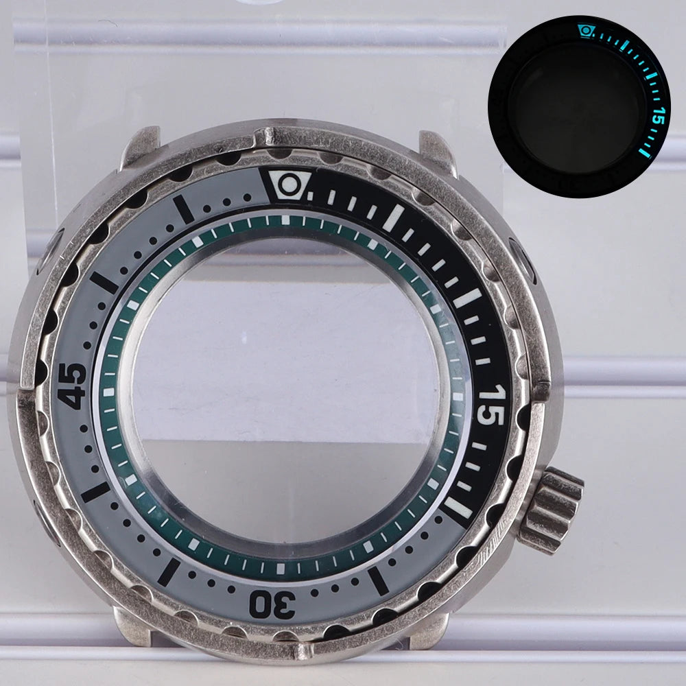47mm Watch Case Sapphire Crystal For NH35/36 NH38 Modified Tuna Canned C3 Bezel