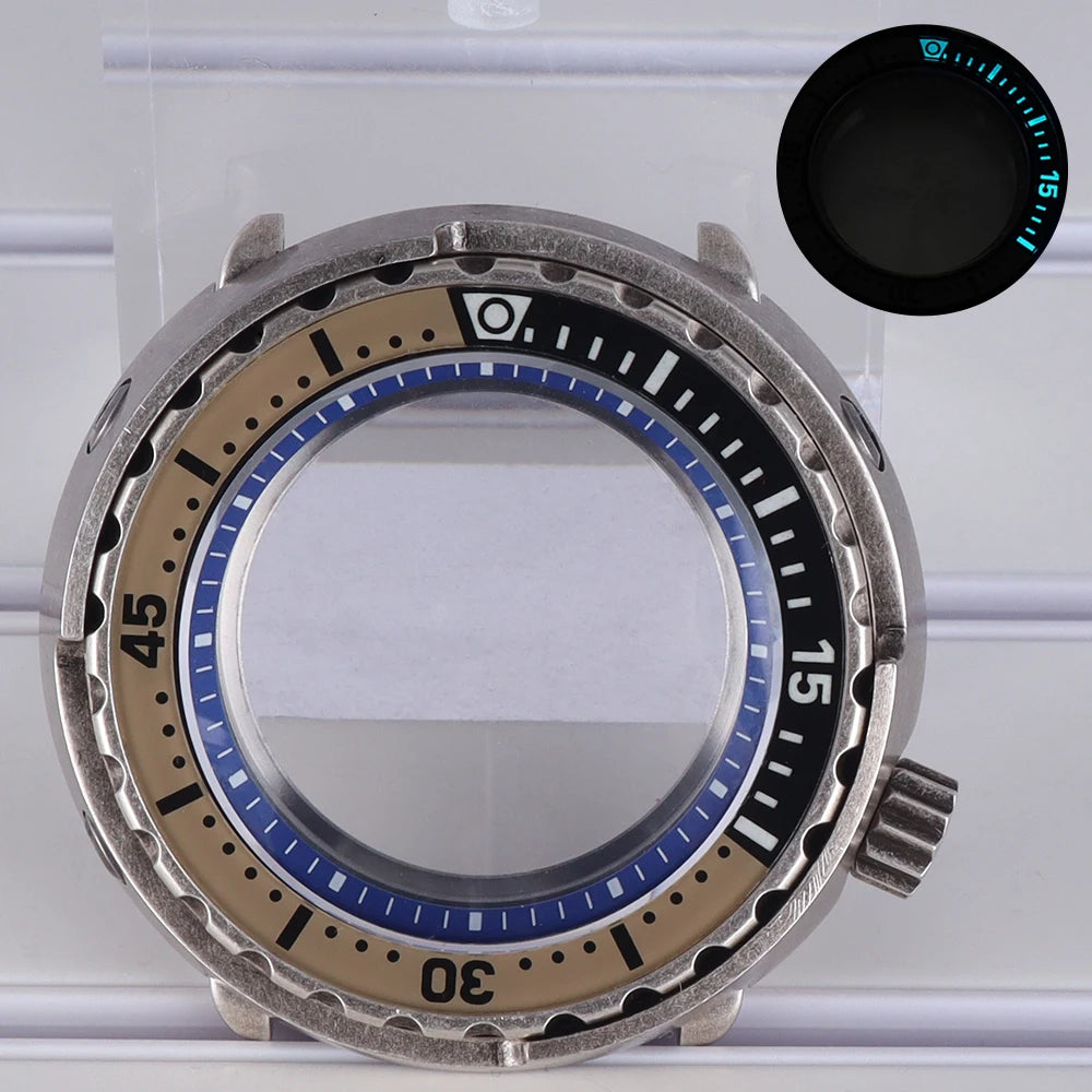 47mm Steel Watch Case C3 Bezel For NH35 NH36 NH38 Tuna Can Mod 200M Waterproof