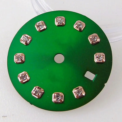 Nologo Sunburst dial face with rhinestone markers for 26mm lady watch, fits NH05 NH06 NH07 movements.