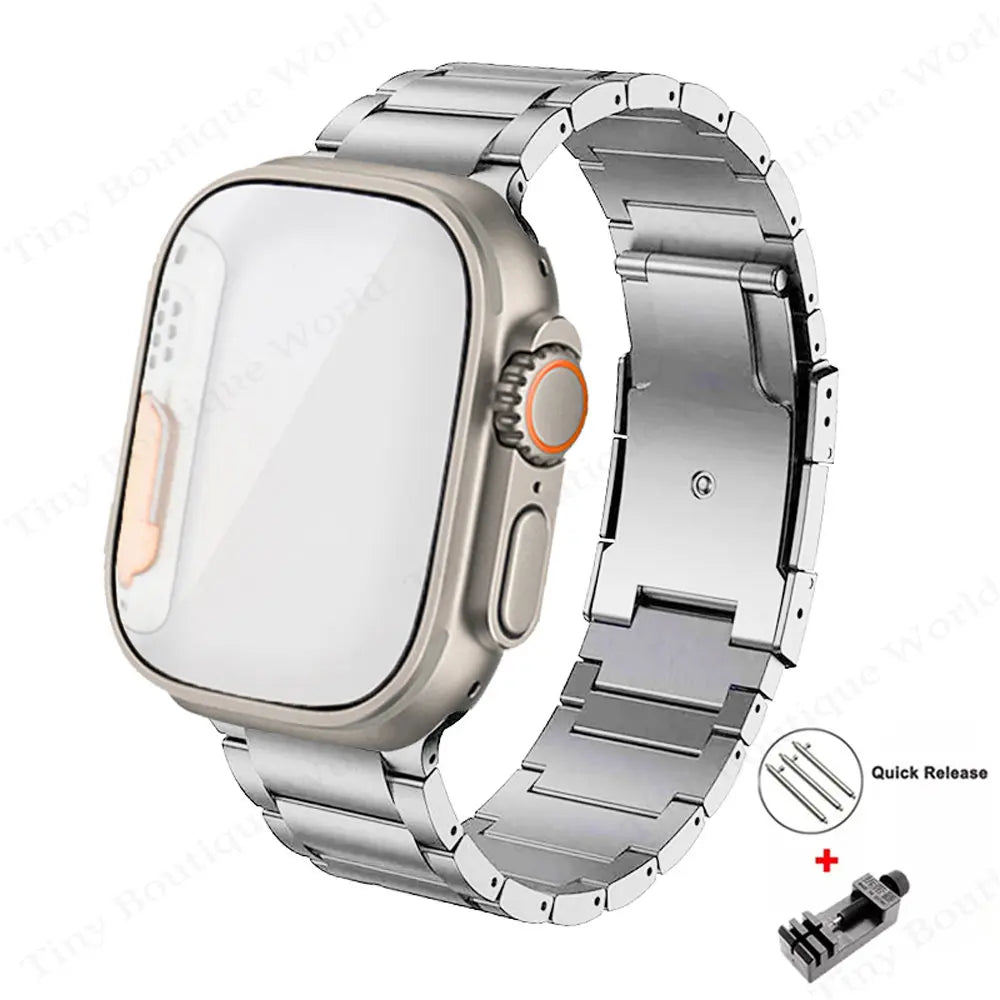 Stainless Steel Strap+PC Cover+Glass for Apple Watch Case Appearance Upgrade
