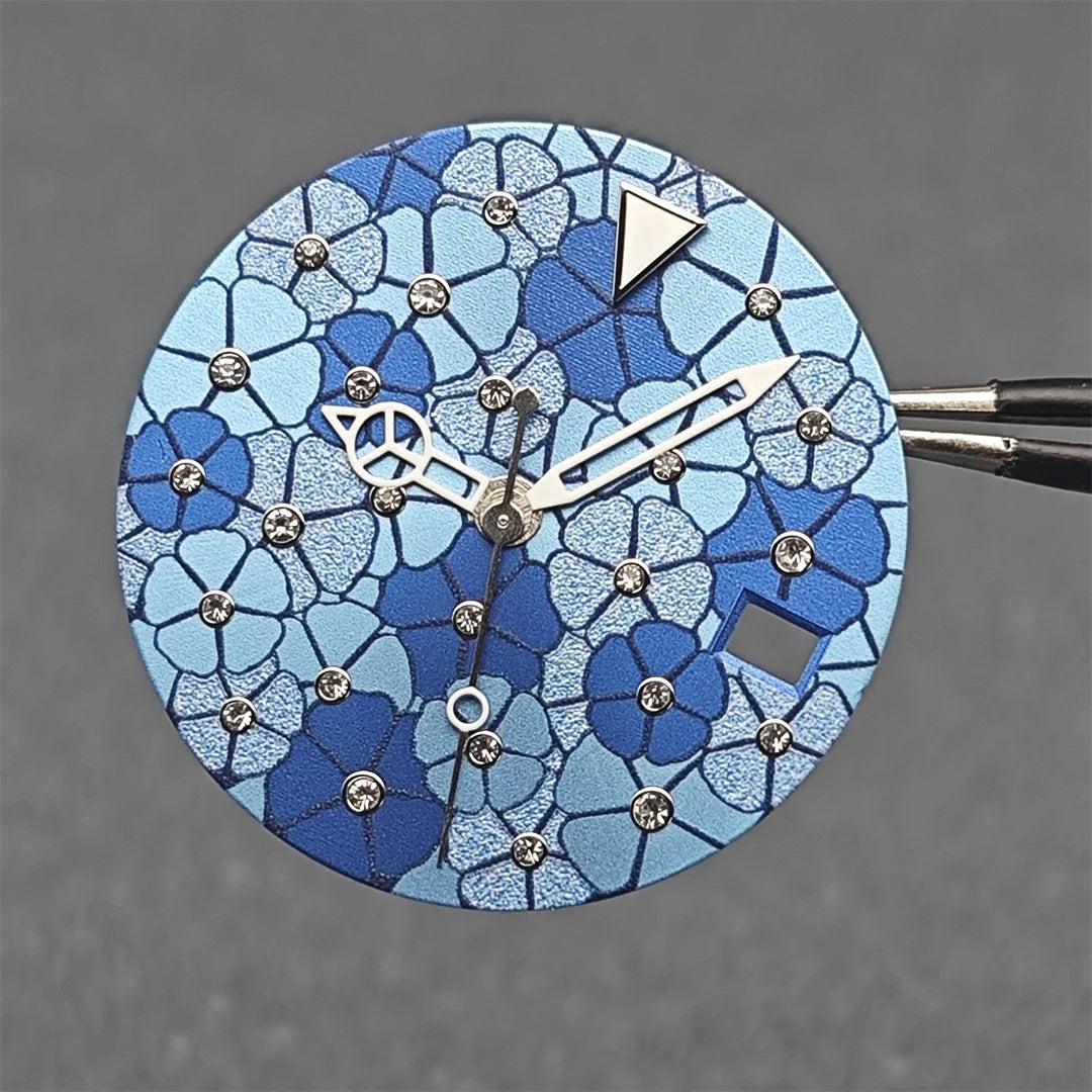 28.5mm Flower Texture with Skeleton Hands Watch Dial for NH35/NH36/4R/7S