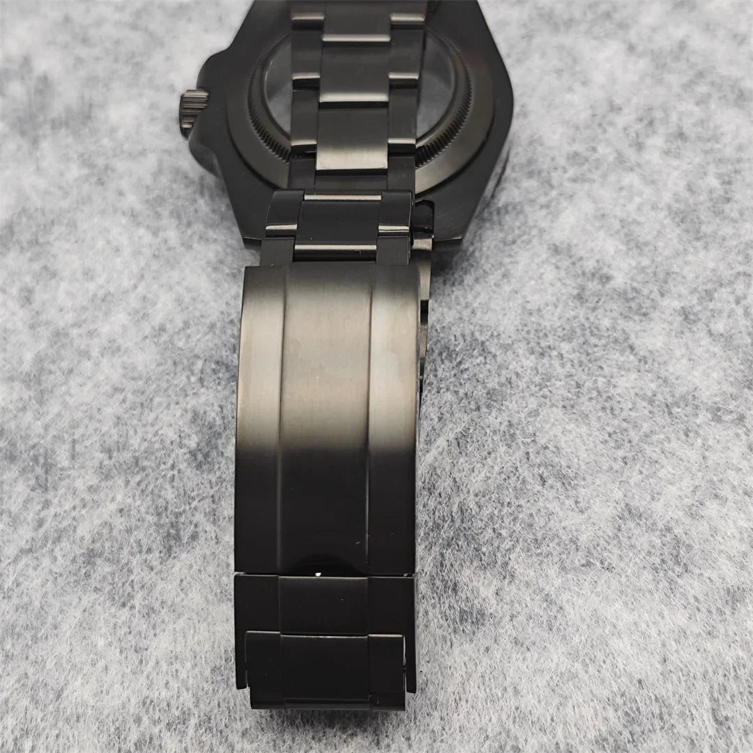 40MM Black Watch Case + Strap SUB Steel Case with Sapphire Crystal for NH35 NH36