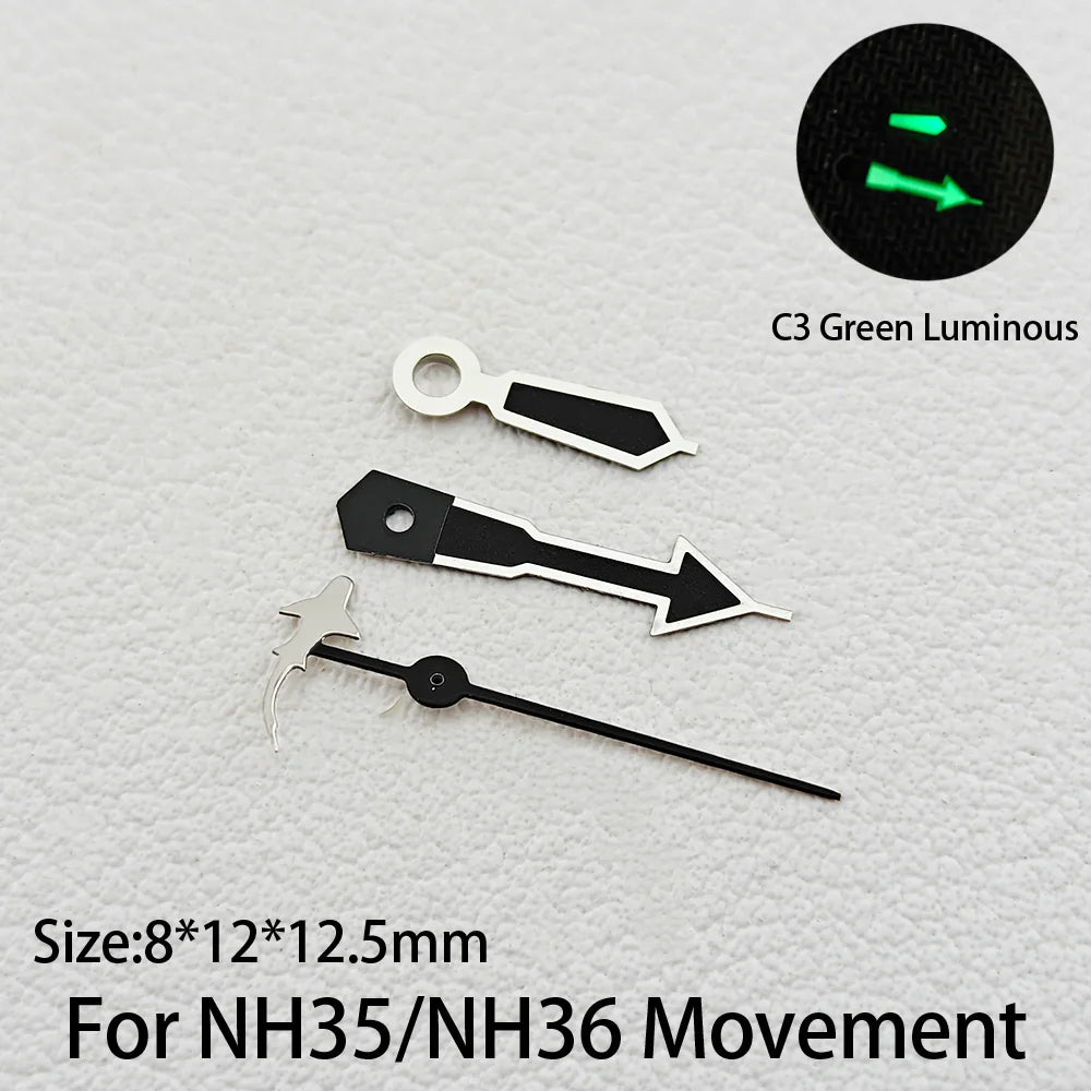 For NH35/NH36 Hands Marine Life Shape Series C3 Green Luminous Dolphin/Mermaid