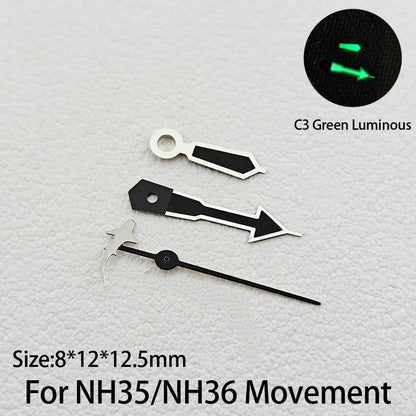 For NH35/NH36 Hands Marine Life Shape Series C3 Green Luminous Dolphin/Mermaid