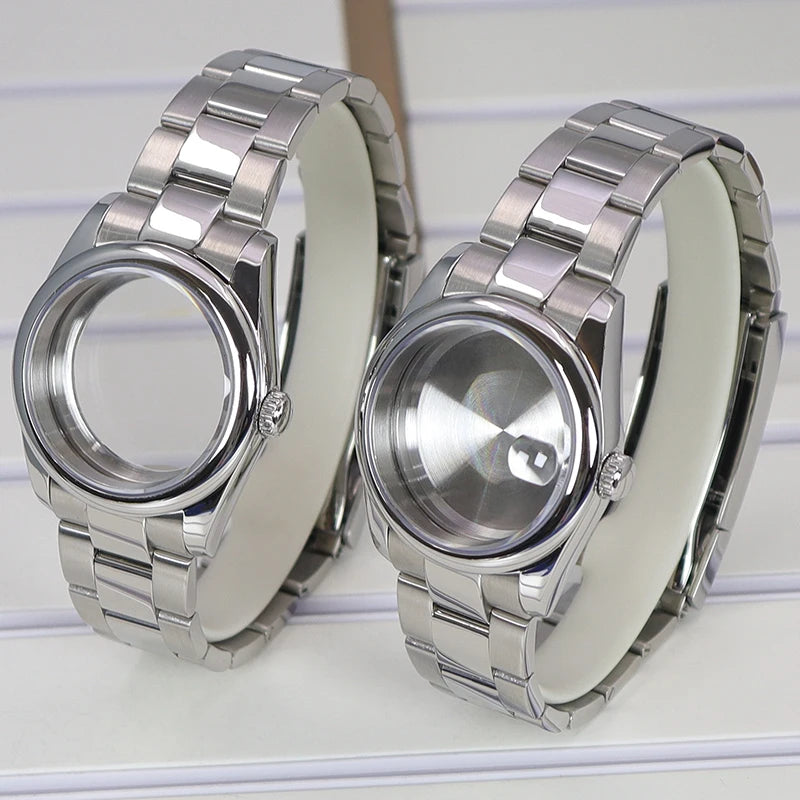 36/39mm Fluted Bezel Watch Case Sapphire Glass Fit NH35 NH36 NH38 Miyota 8215