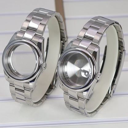 36/39mm Fluted Bezel Watch Case Sapphire Glass Fit NH35 NH36 NH38 Miyota 8215