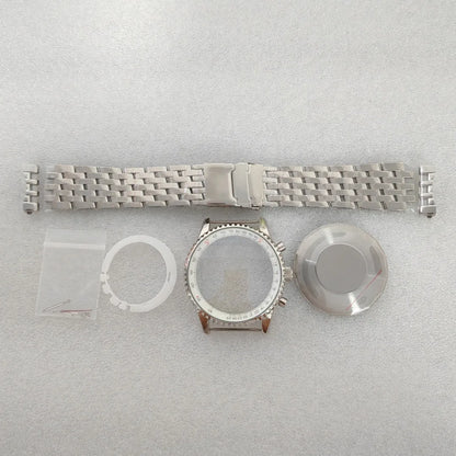46.5mm Large Steel Watch Case Strap Set with Mineral Glass and Hands for VK63