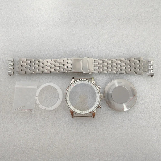 46.5mm Large Steel Watch Case Strap Set with Mineral Glass and Hands for VK63