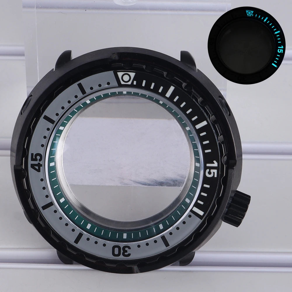 47mm Watch Case C3 Luminous Bezel For NH35 NH36 NH38 4R36 Modified Tuna Can