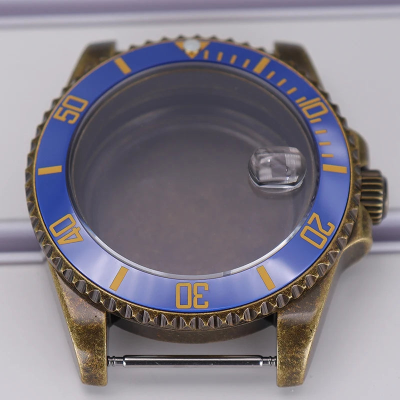 Bronze 40mm Watch Case Ceramic Bezel For SUB NH35/36/34/38/70 Sapphire Glass