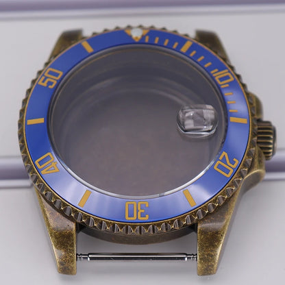 Bronze 40mm Watch Case Ceramic Bezel For SUB NH35/36/34/38/70 Sapphire Glass