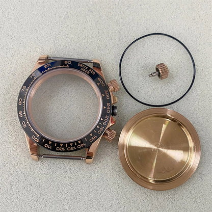 39MM RoseGold Watch Case Strap for VK63 316L Steel Shell Watchband Case Bracelet