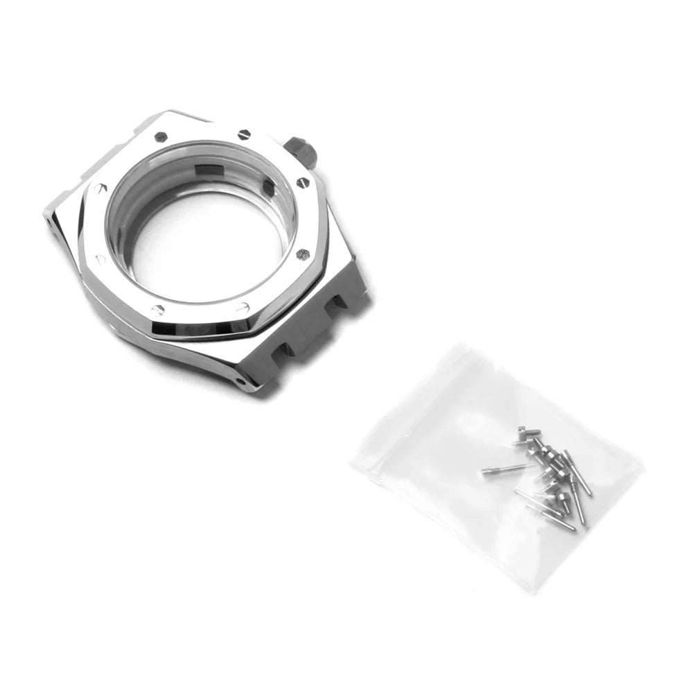 41mm Watch Case Band Set Sapphire Glass Transparent Bottom Strap for NH35 NH36