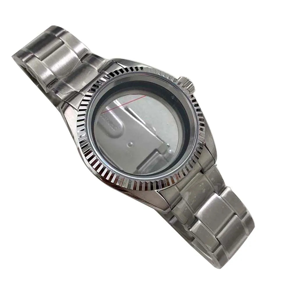 38MM Watch Case W/N Strap Transparent Bottom Shell Sapphire for NH35/36/4R/7S
