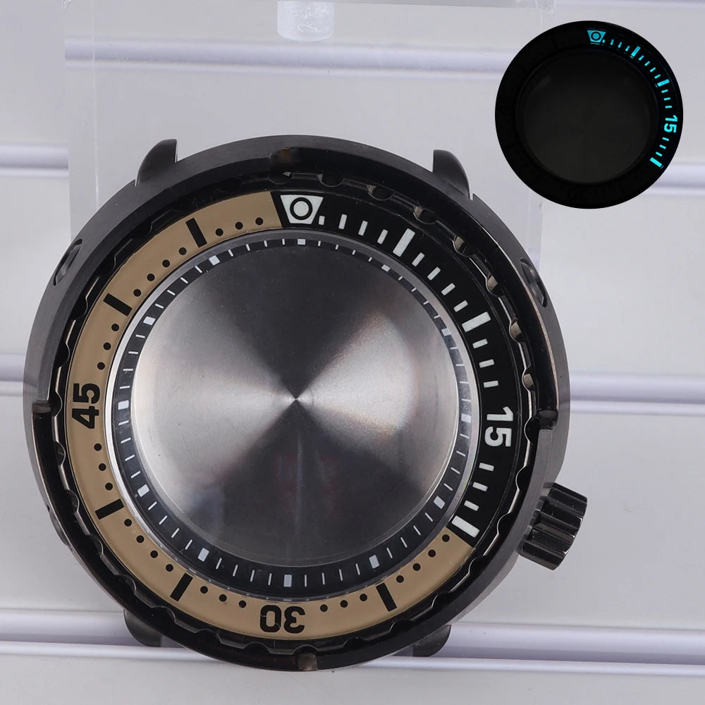 47mm Watch Case Sapphire Crystal For NH35/36 NH38 Modified Tuna Canned C3 Bezel