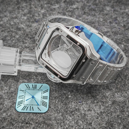 38mm 316L Stainless Steel Square Watch  Case Set for NH36 4R36 Movement