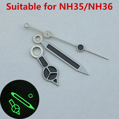 Modified 3 Hands Watch Hands with Green luminous /No luminous for NH35 NH36