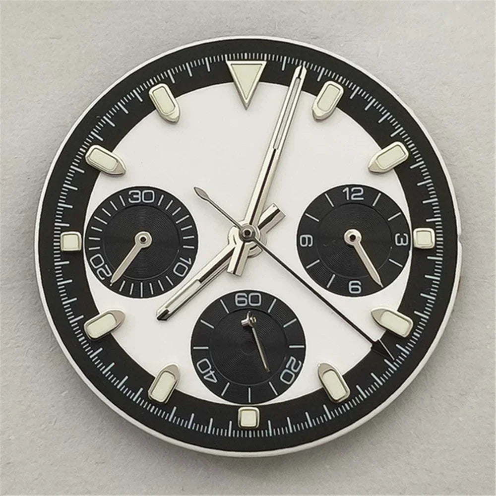29.5mm White+Black Watch Dial with Watch Hands Green Luminous for VK63