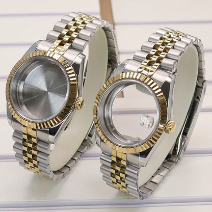 36/39mm Fluted Watch Case Sapphire Glass For NH35 NH36 NH34 4R36 Miyota 8215