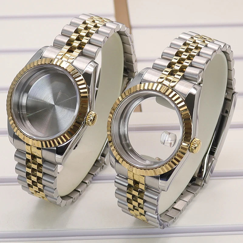 36/40mm Fluted Watch Case Sapphire Glass For NH35/36 Miyota 8215 28.5mm Datejust
