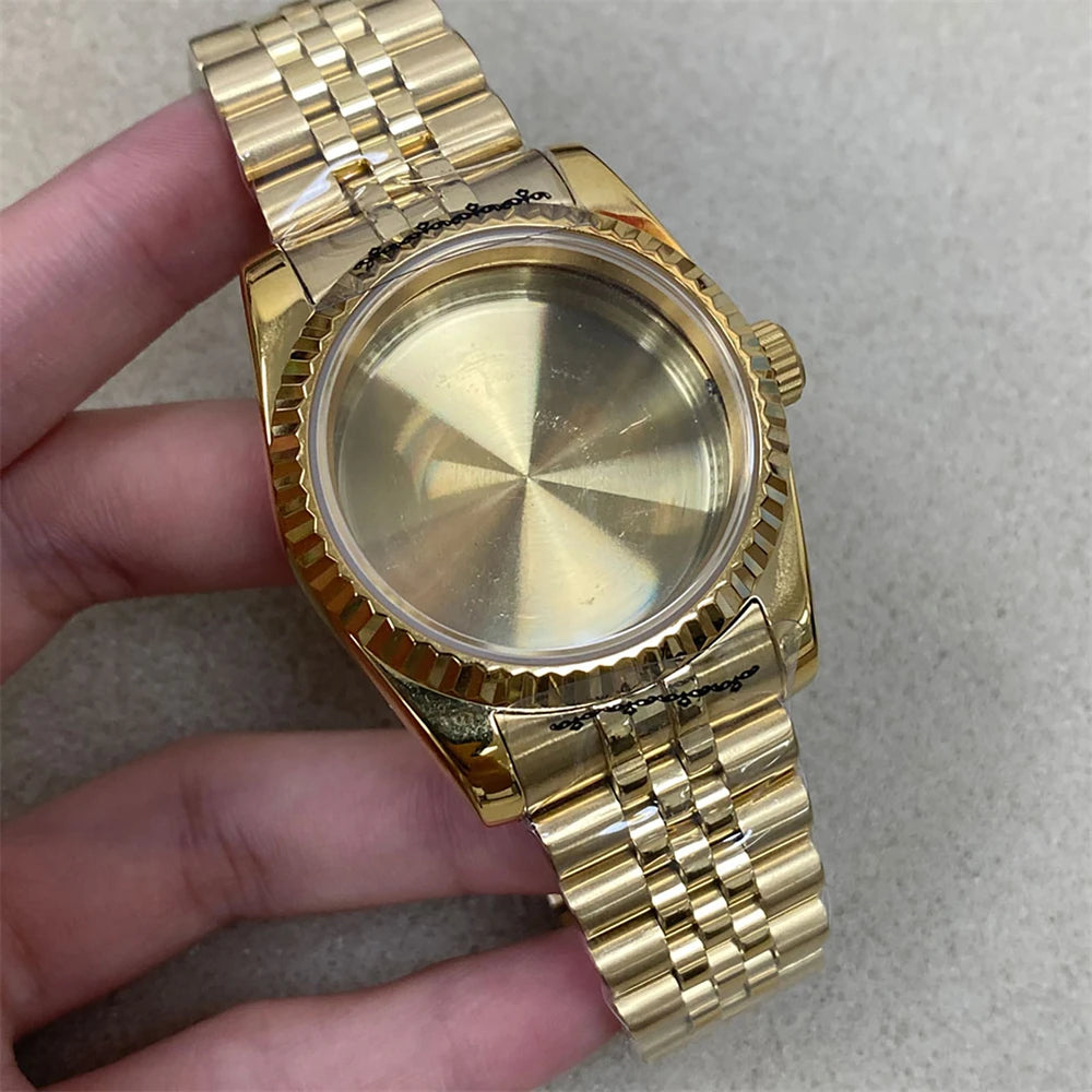 36mm/39mm Watch Case Strap Sapphire Glass Transparent/Solid Bottom for NH35 NH36